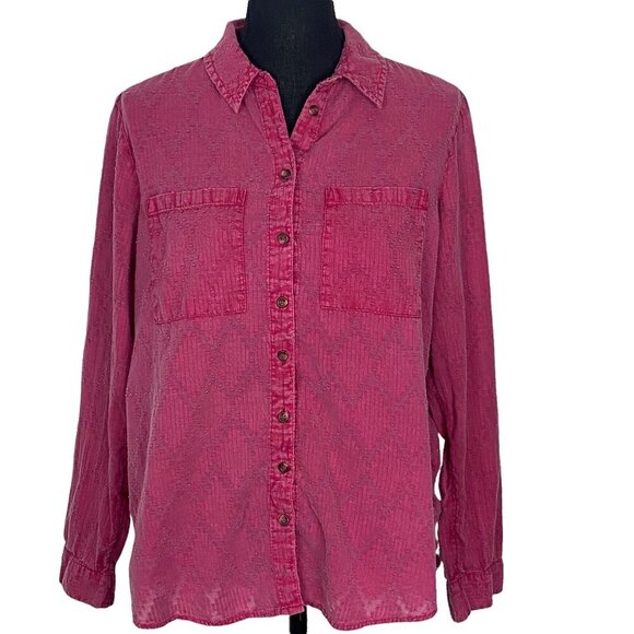 Antrhopologie MAEVE Women Classic Shirt SZ S Pink Long Sleeve Button Down 39-13 - Picture 1 of 13